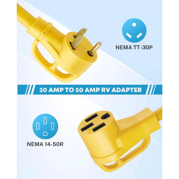Kohree RV Plug Adapter 18" 30A Male to 50A Female Power Cord - Picture 6 of 12